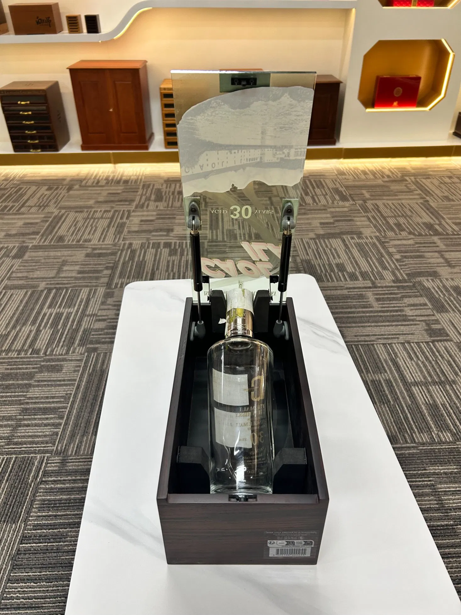 Luxury Wooden Wine Box with Hydraulic Lid Support Single Bottle Gift Packaging Case