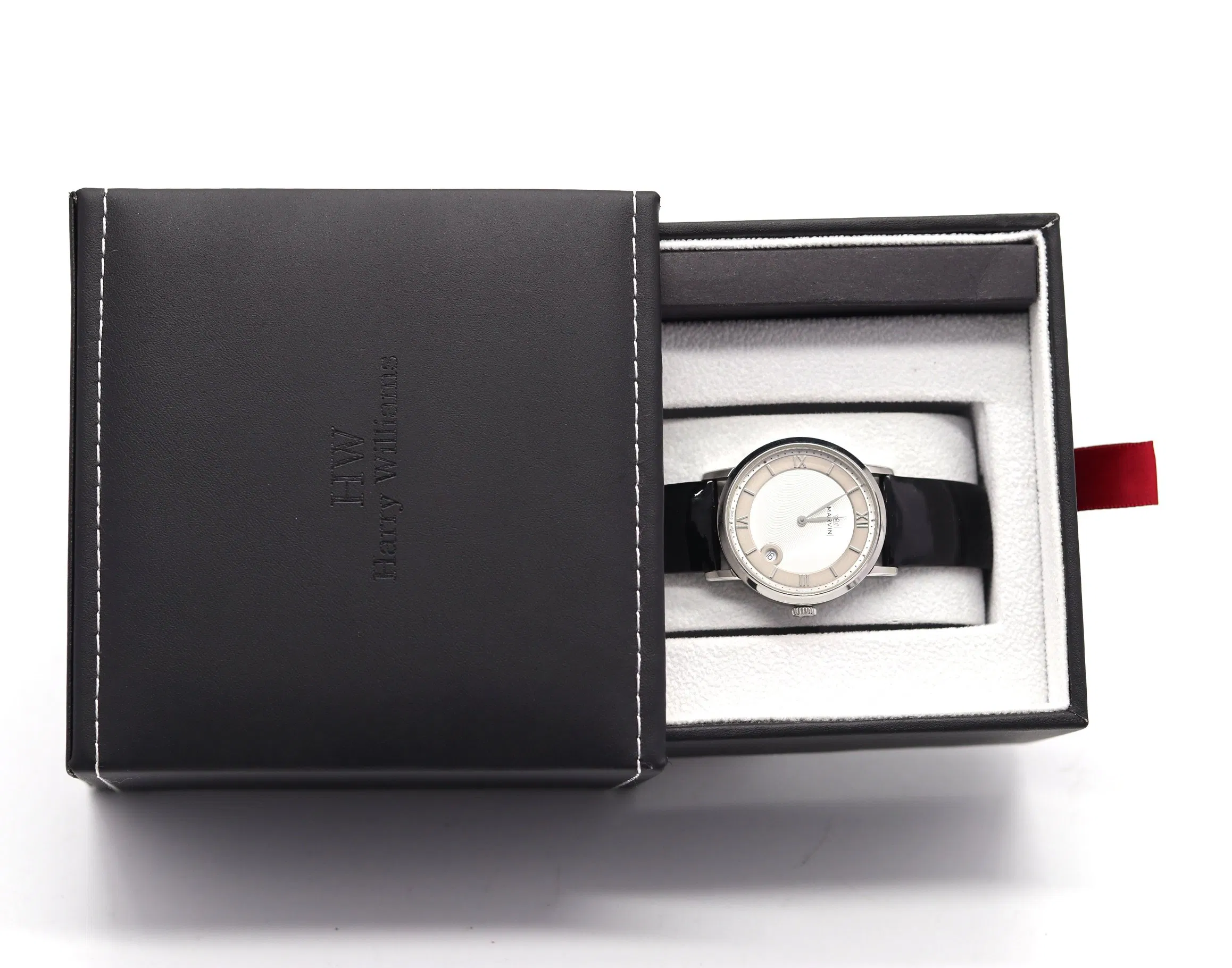 Customized Handmade Black PU Leather Single Watch Box for Gift