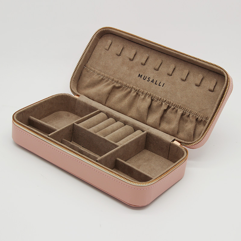 Fashion Simple Style Pink PU Leather Rectangular Gift Jewelry Box