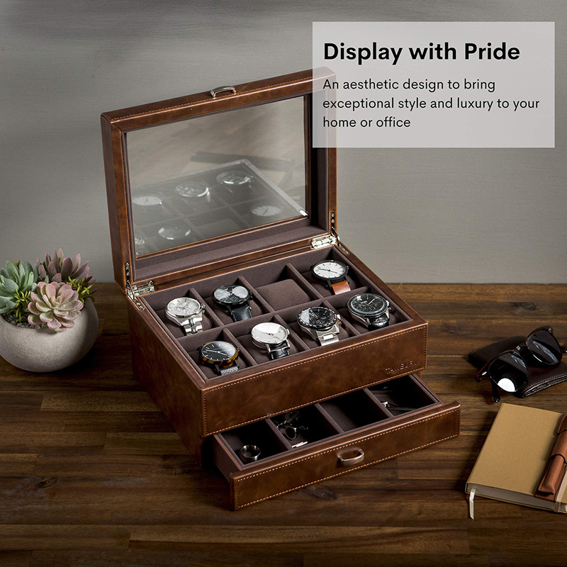 Customized Luxury Wooden Large 12-Slot Men Watch Gift Storage Box