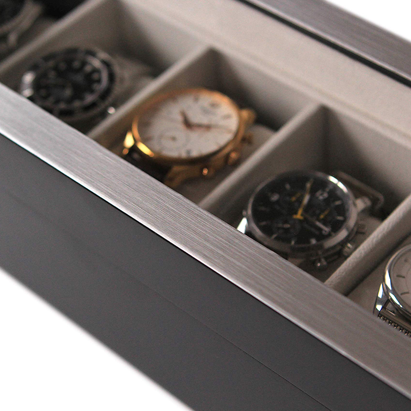 Customized Design Modern Wooden 6-Slot Watch Display Box for Gifts