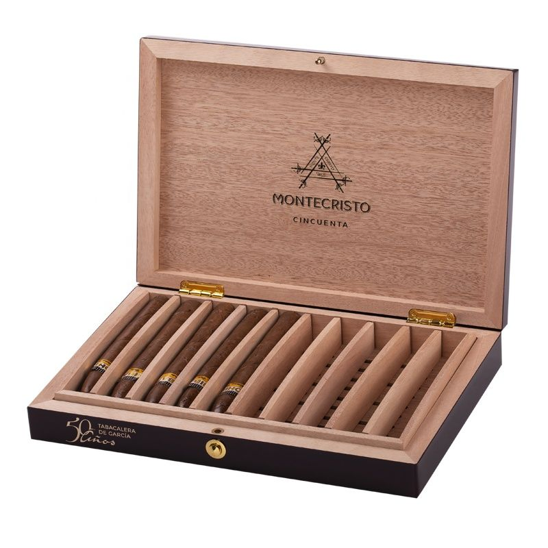 High Gloss Piano Lacquer Luxury Spanish Cedar Wooden Cigar Box with Dividers