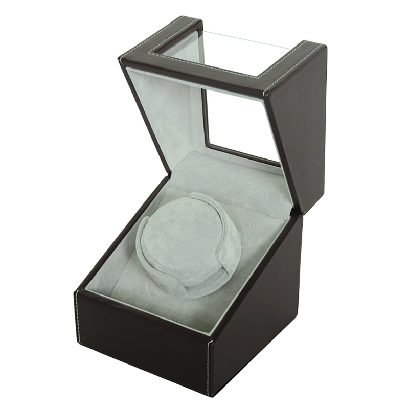 Custom High End Dark Brown Leather Box Single Watch Winder Display Box
