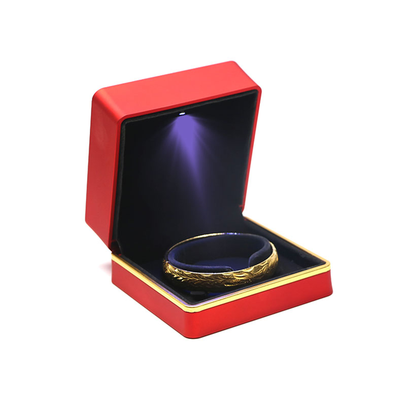 OEM Red Light Plastic Velvet Jewelry Bracelet Gift Box with Lid
