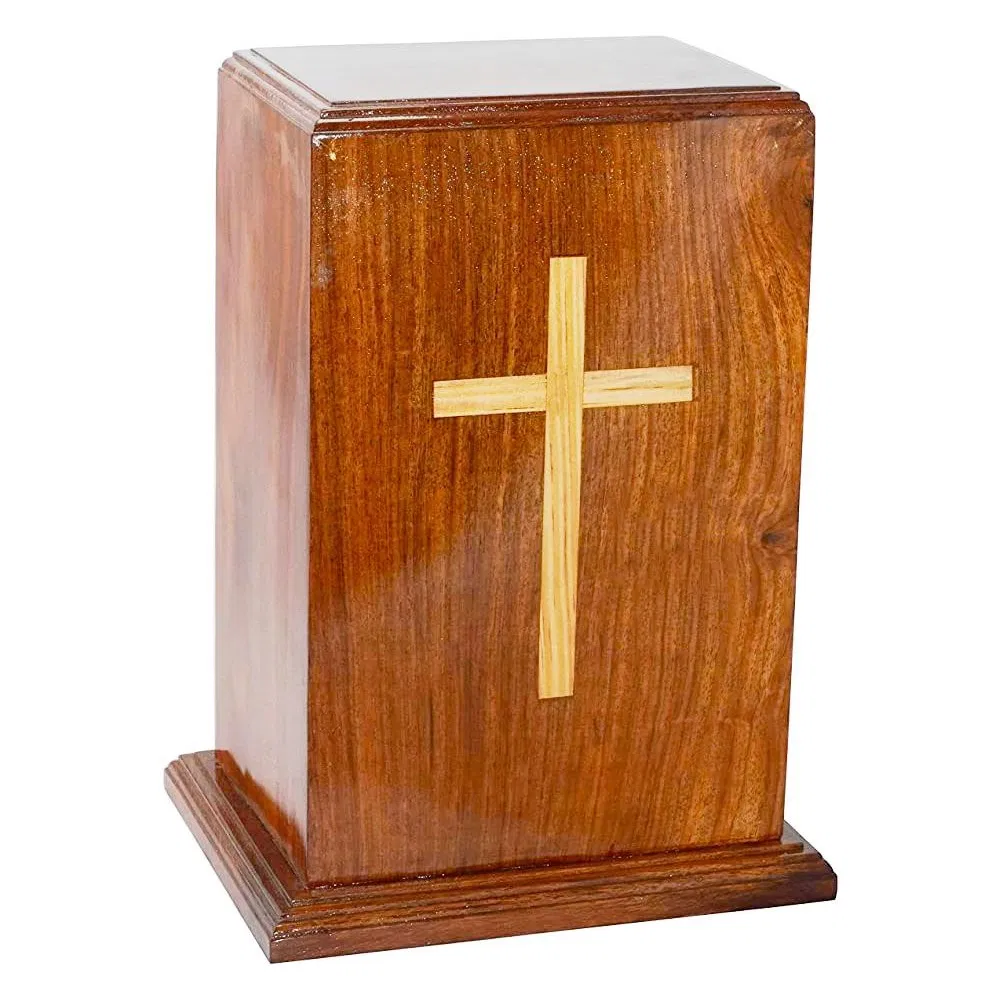 OEM Human Urn Wooden Box Engraved Retro Style Natural Color Pet Urn