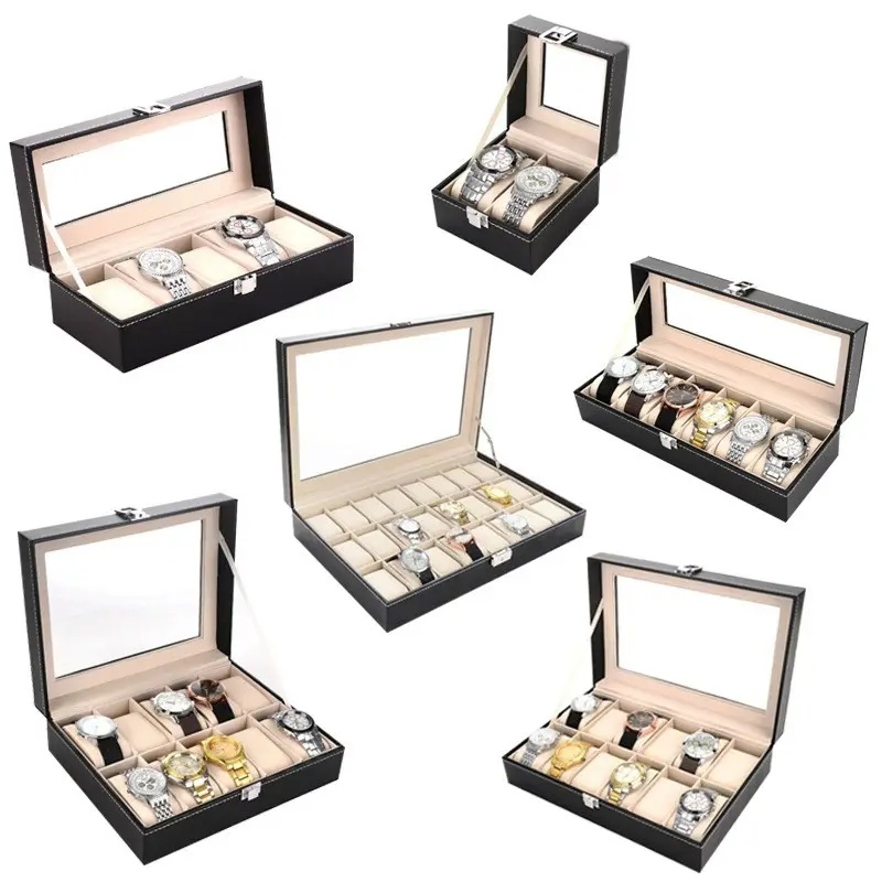 Elegant 6-Slot Black Watch Organizer for Men’S Accessories