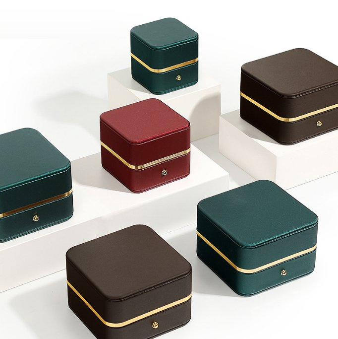 Custom Logo Printed Luxury Earrings Pendant Boxes PU Leather Packaging Storage Jewelry Box