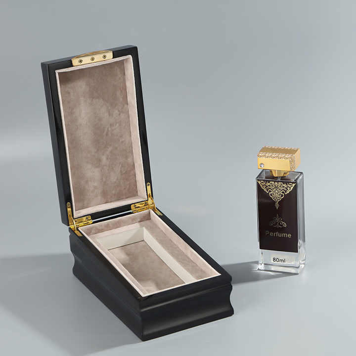 Factory Luxury Custom Logo Wooden Box Gift Cosmetics Atal Oud Oil Perfume Box Hinge