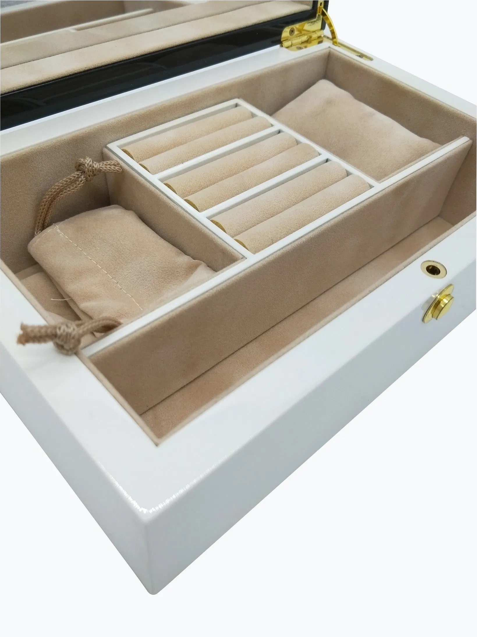 Fashionable PU Painting Wooden Jewelry Packaging Box with Mirror