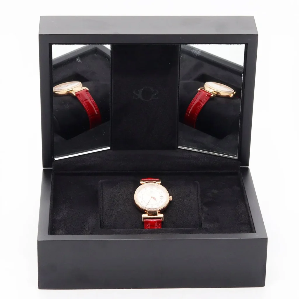 Custom Engraved Wooden Watch Box with Dual Mirrors