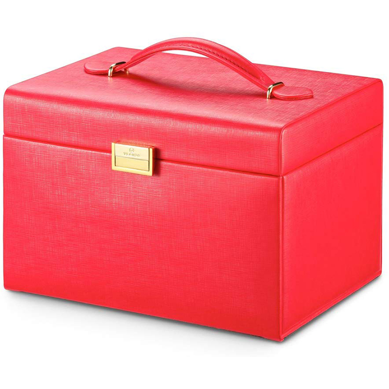 Chic Red PU Leather Jewelry Case Perfect for Gift Giving
