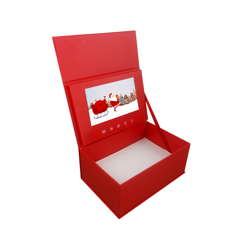 Custom Stylish 7-Inch LCD Video Display in Elegant Red Box
