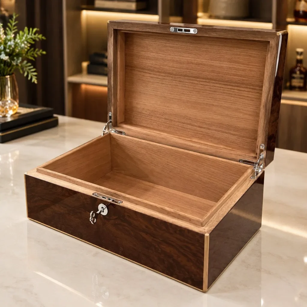 Custom Wooden Humidor Cigar Box Luxury Storage Case with Handmade Premium Gift Packaging