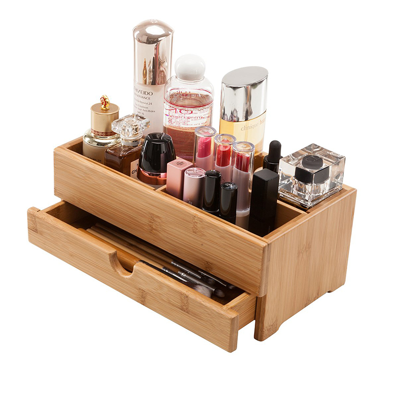Eco-Friendly Bamboo Cosmetic Organizer for Lipstick and Jewelry