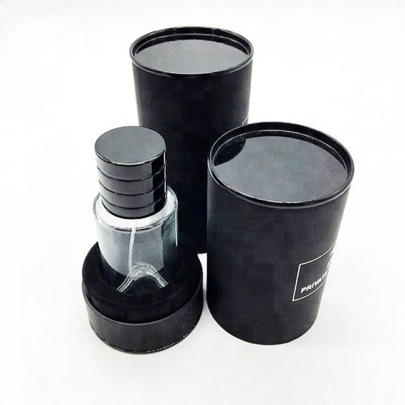 Elegant Black Cylindrical Gift Box for Perfume Storage