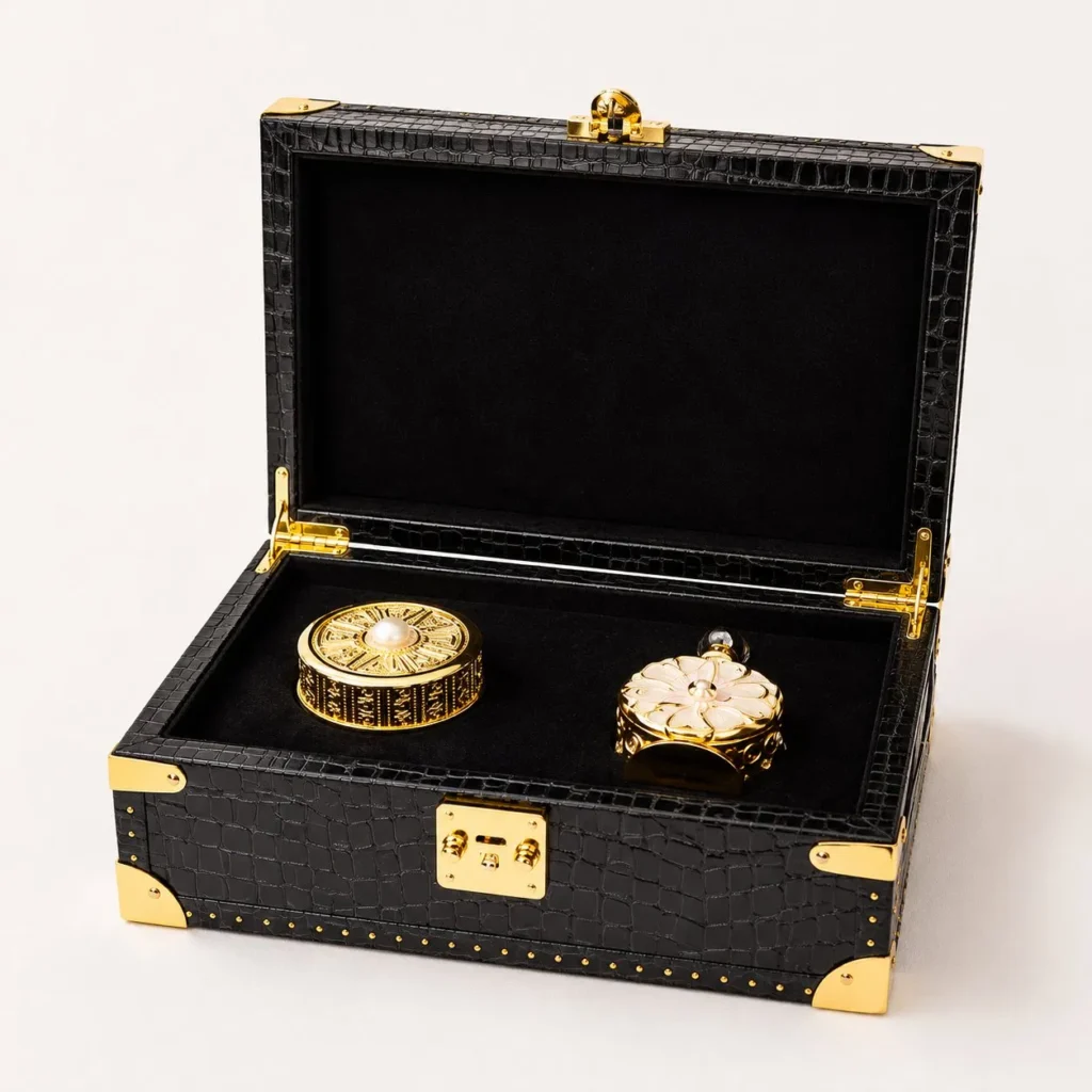 Elegant Black Medium Density Fiberboard Luxury Perfume Organizer Box