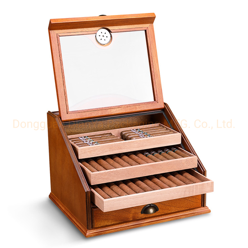 Custom Handmade Cigar Humidor Box with Unique Logo Design