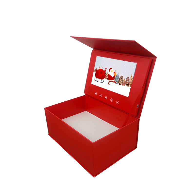 Custom Stylish 7-Inch LCD Video Display in Elegant Red Box