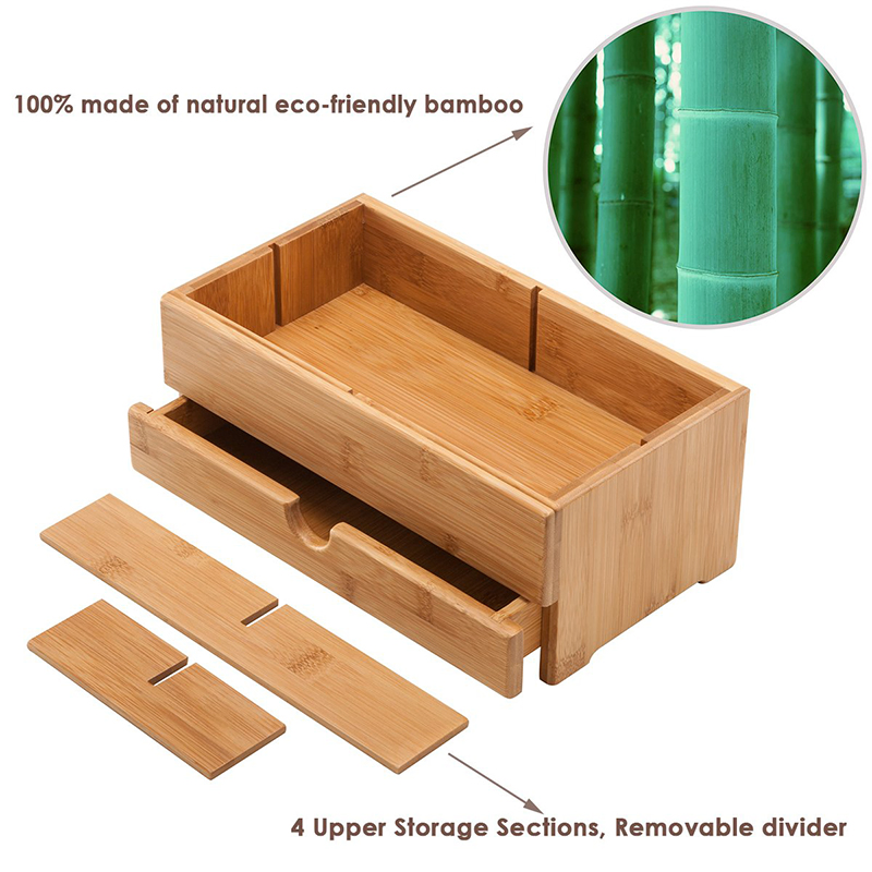 Eco-Friendly Bamboo Cosmetic Organizer for Lipstick and Jewelry