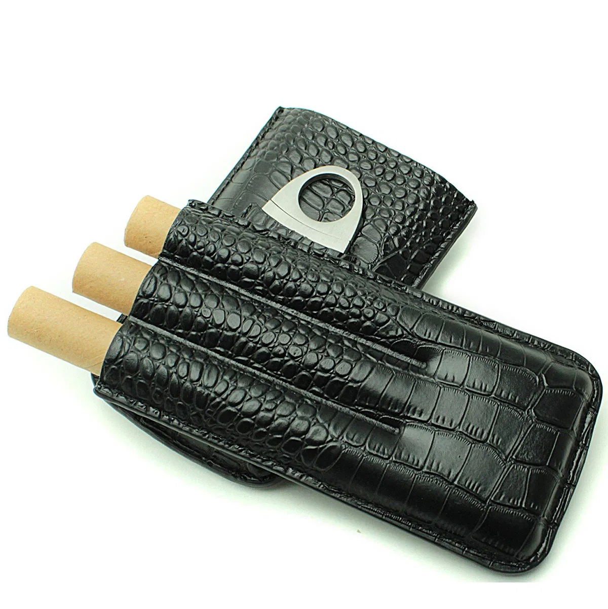 Custom Leather Travel Cigar Box Set with Knives