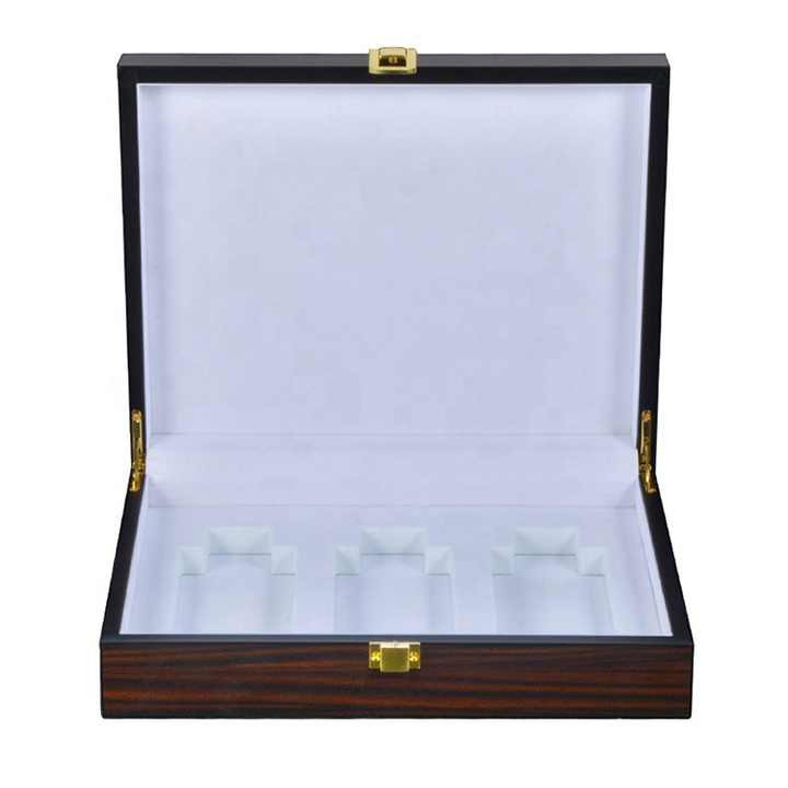 Customized Luxury Wooden Perfume Box with Golden Hot Stamping