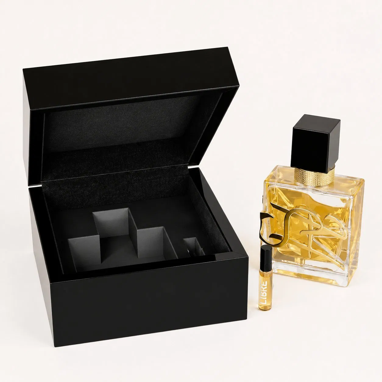 Elegant Black High Gloss Lacquer Perfume Storage Box for Essential Oils