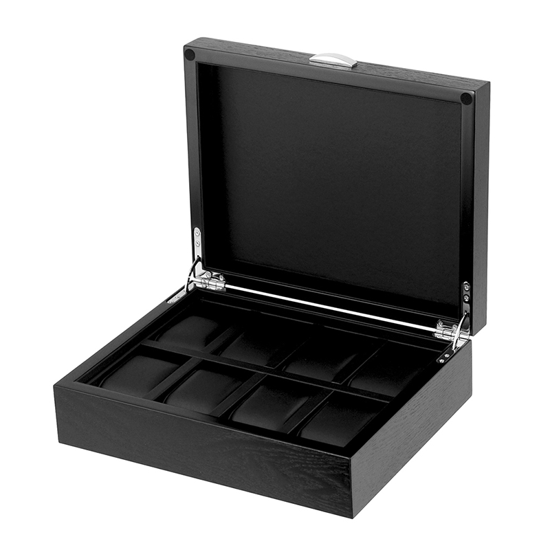 Elegant Black Matt Lacquer Wooden Watch Gift Box for Men