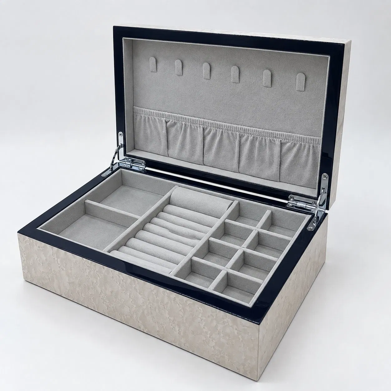 High End Luxury Jewelry Box Premium Wooden Storage Organizer for Rings Watches and Accessories