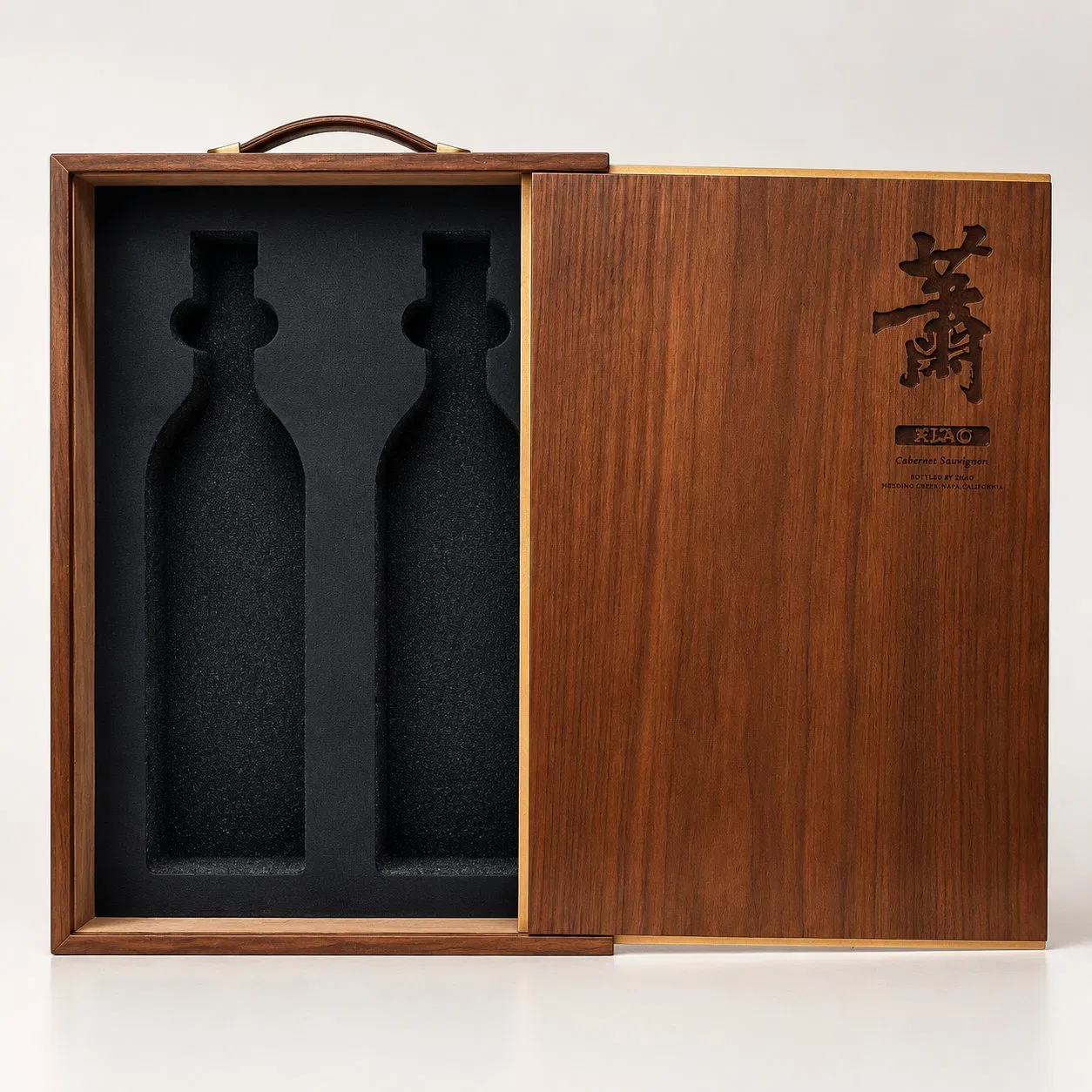 Luxury Wooden Wine Gift Box Custom Double Bottle Packaging Case with Premium Walnut Wood Finish