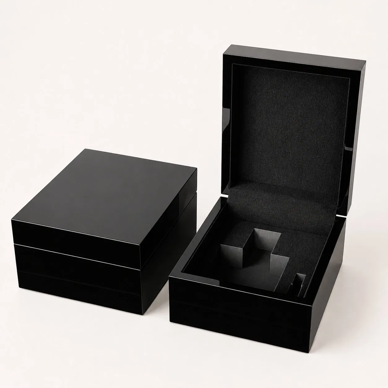 Elegant Black High Gloss Lacquer Perfume Storage Box for Essential Oils