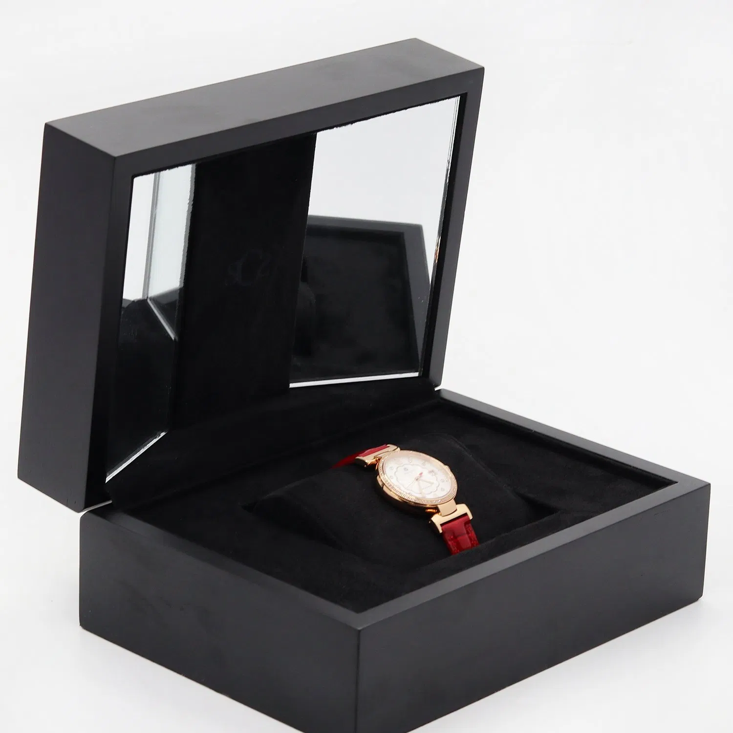 Custom Engraved Wooden Watch Box with Dual Mirrors