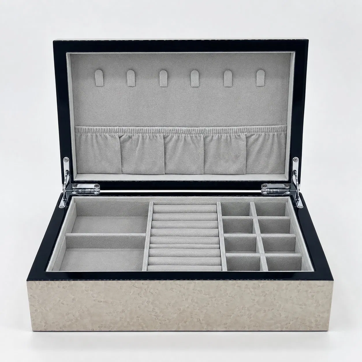 High End Luxury Jewelry Box Premium Wooden Storage Organizer for Rings Watches and Accessories