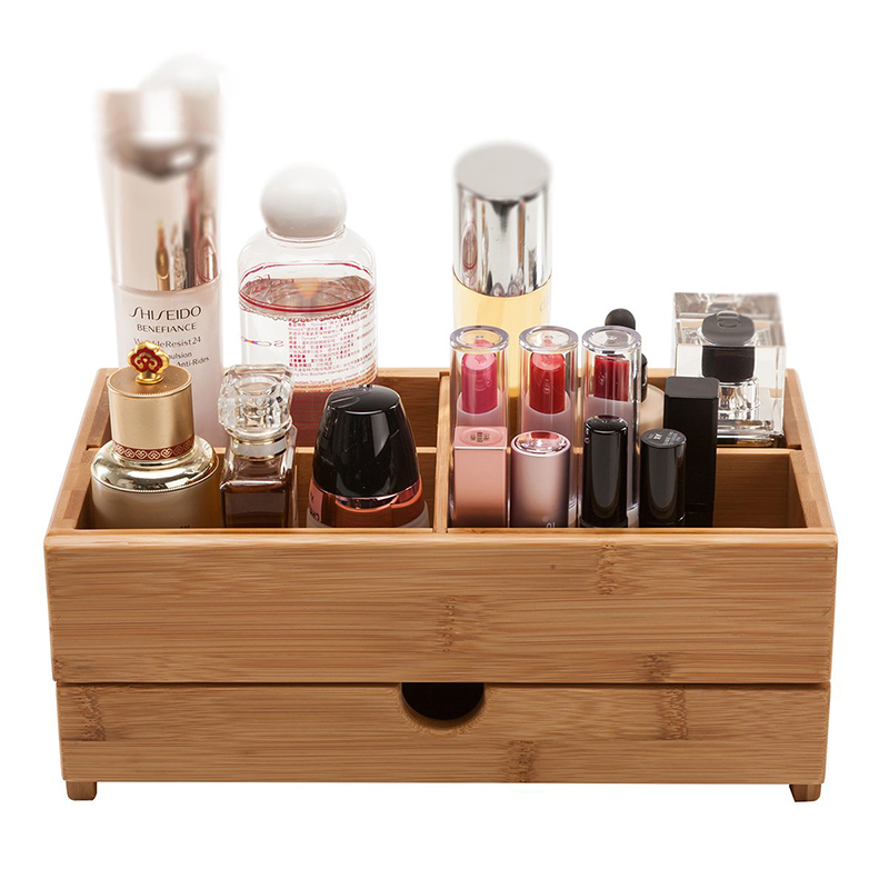 Eco-Friendly Bamboo Cosmetic Organizer for Lipstick and Jewelry