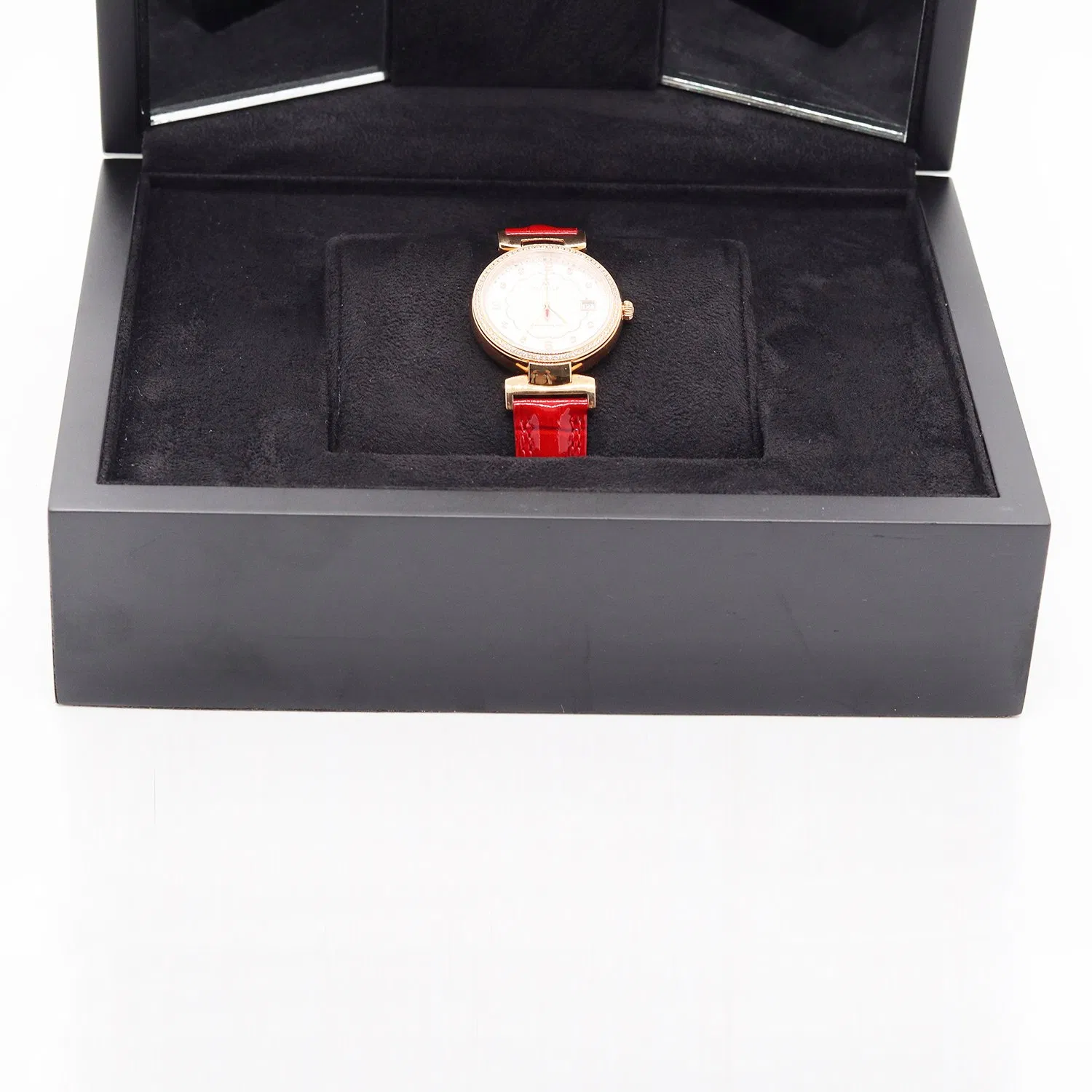 Custom Engraved Wooden Watch Box with Dual Mirrors