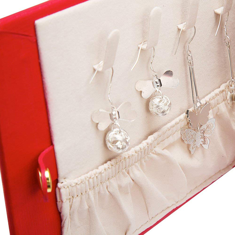 Chic Red PU Leather Jewelry Case Perfect for Gift Giving