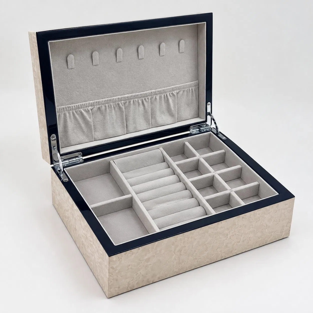 High End Luxury Jewelry Box Premium Wooden Storage Organizer for Rings Watches and Accessories