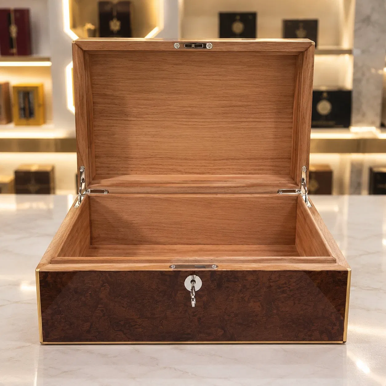 Custom Wooden Humidor Cigar Box Luxury Storage Case with Handmade Premium Gift Packaging