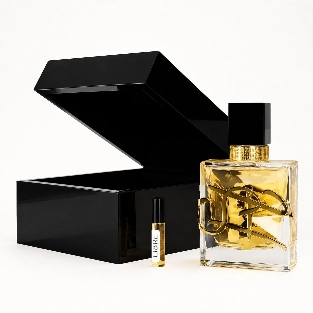 Elegant Black High Gloss Lacquer Perfume Storage Box for Essential Oils